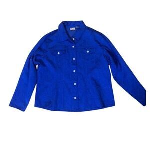 Vintage Royal Blue Chicos Retro Jacket/Top Size 3